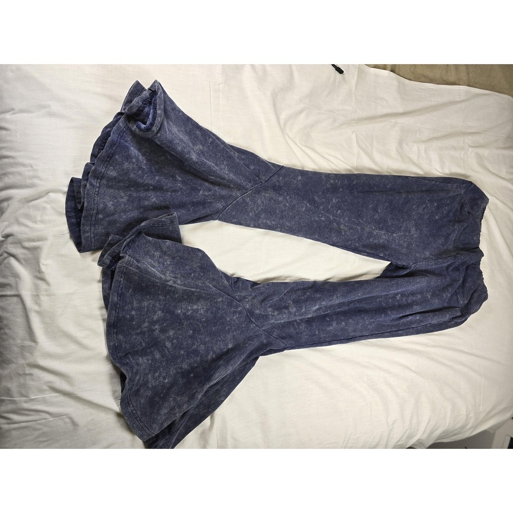 Earthbound Pants Womens XXL Blue Flare Sweatpants Bell Bottom Knit Lounge Casual - Picture 4 of 9